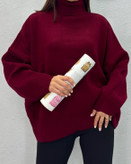 بافت چری زرشکی یقه اسکی لش