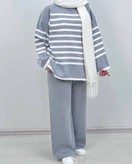 ست شلوار و بافت راه راه لانگ ارزان با کیفیت