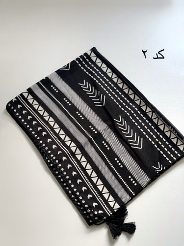 شال طرحدار مشکی نخی