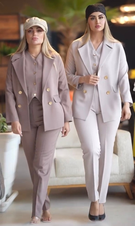 ست کت شلوار زنانه، کت و شلوار زنانه، کت شلوار جلیقه زنانه، ست رسمی زنانه، کت و شلوار کرپ زنانه، لباس مجلسی زنانه