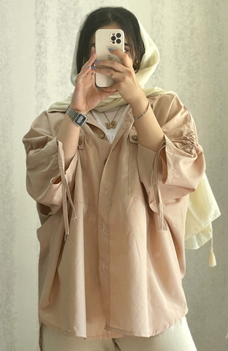 مانتوشومیزی کرم آستین بند دار