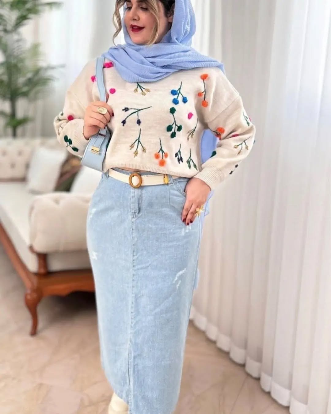 دامن جین زنانه آبی