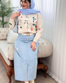 دامن جین چاکدار ارزان زنانه عسل استایل