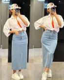 دامن جین آبی یخی زنانه