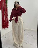 شومیز زارا ساده تک جیب زنانه رنگ چری آلبالویی عسل استایل