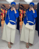 شومیز زارا تک جیب آبی کاربنی عسل استایل