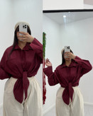 شومیز زارا اسپرت تک جیب چری عسل استایل