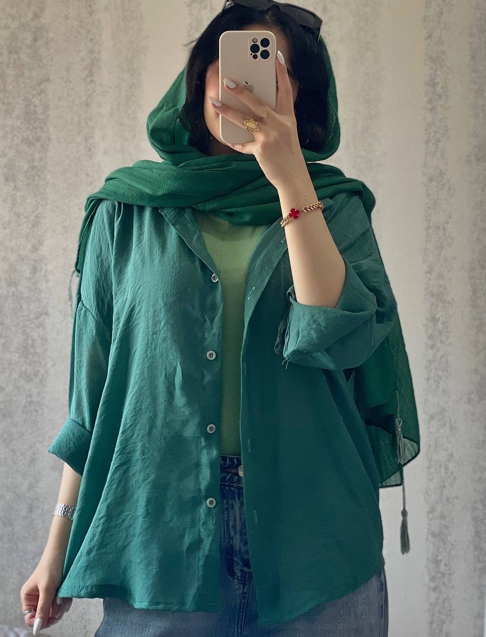 شومیز مانتویی نخ پری ساده زنانه