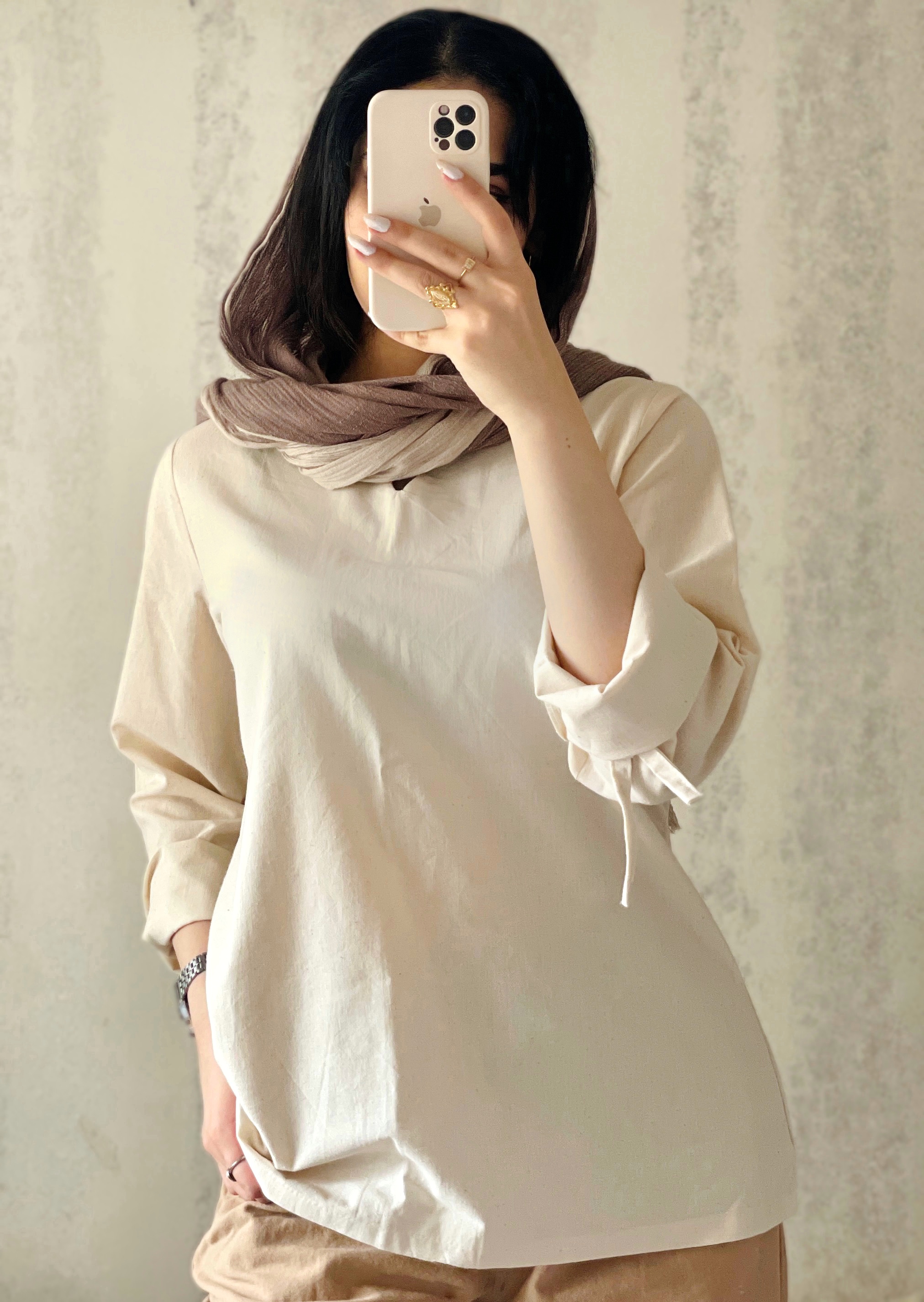 شومیز جلوبسته کرم زنانه