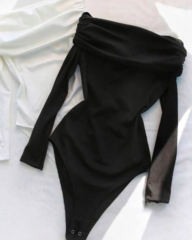 بادی دنیز یقه قایقی مشکی زنانه