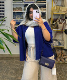 شومیز مانتویی کوتاه باکسی لش آبی