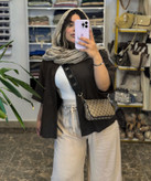 شومیز مانتویی کوتاه باکسی لش مشکی