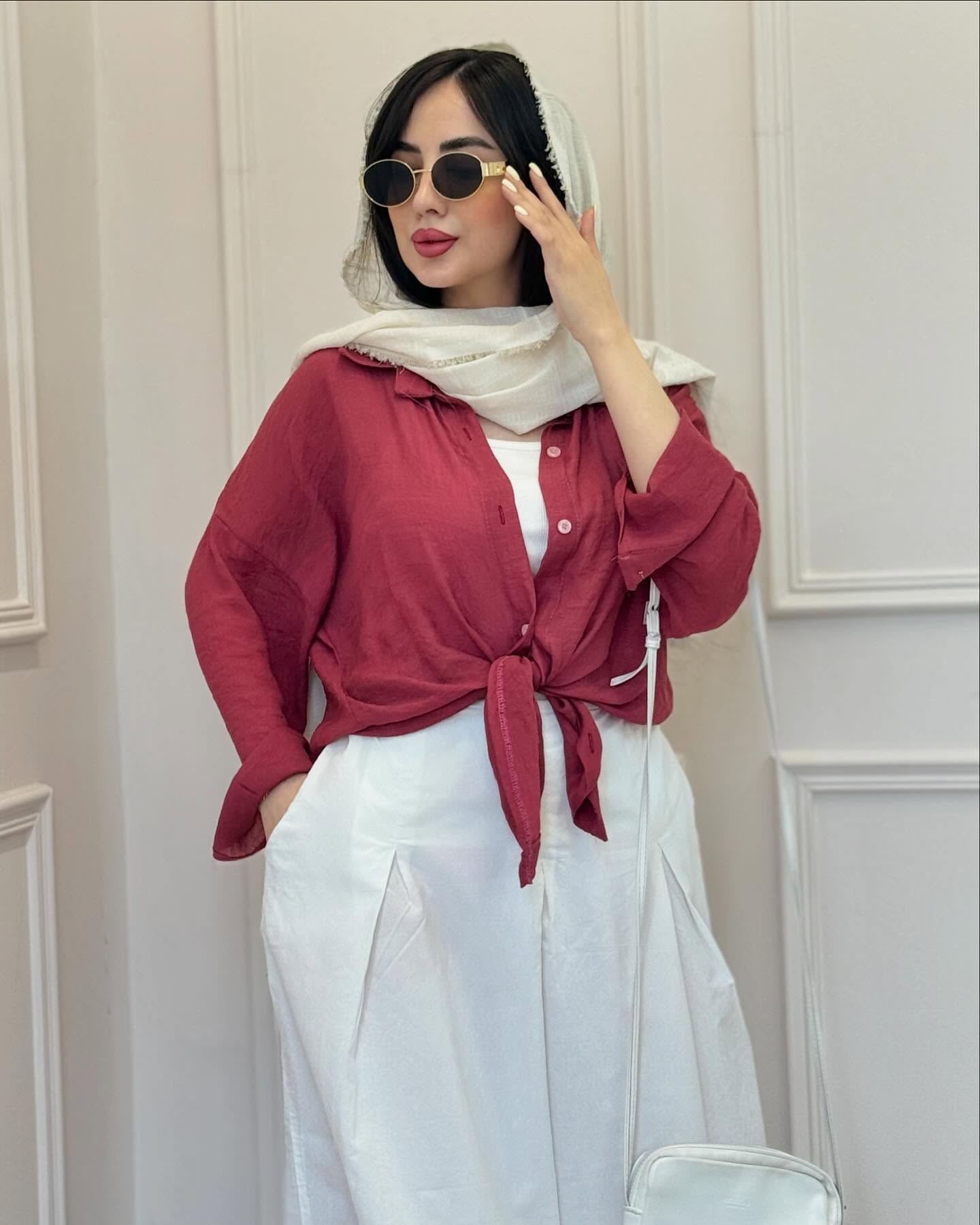 شومیز نخ پری ساده زنانه عسل استایل