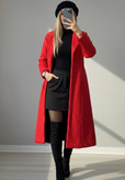 پالتو کلاسیک بلند زنانه - پالتو قرمز - عسل استایل