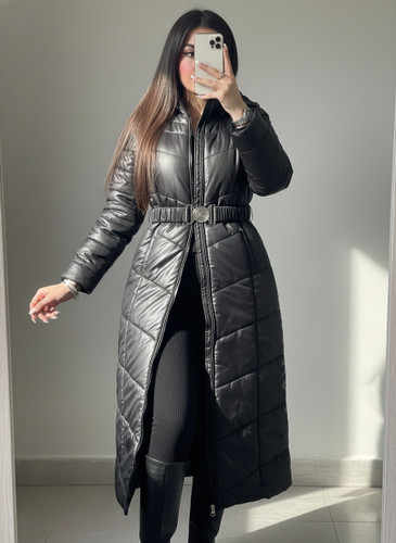 کاپشن بلند زنانه کمربند دار عسل استایل