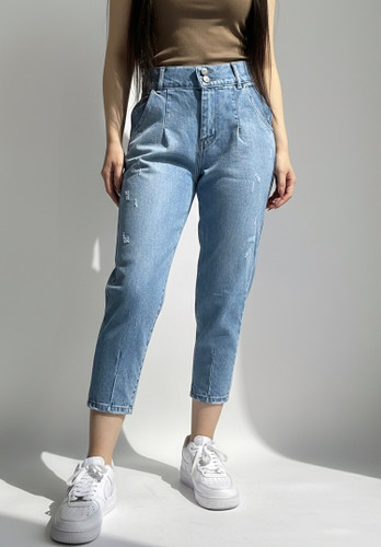 شلوار مام جین آبی زنانه | عسل استایل