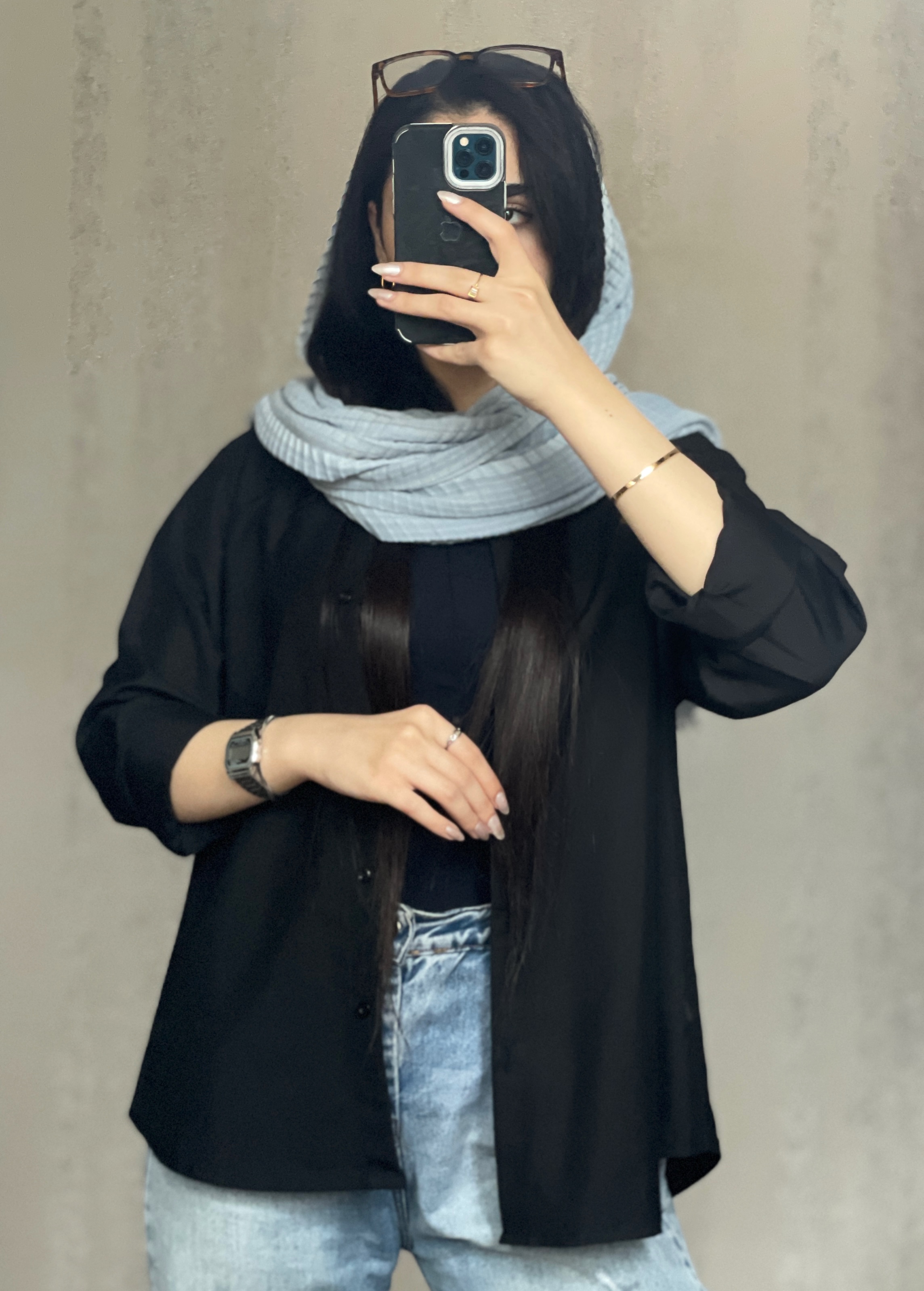 شومیز مانتویی مشکی زنانه کد ۹۶۴