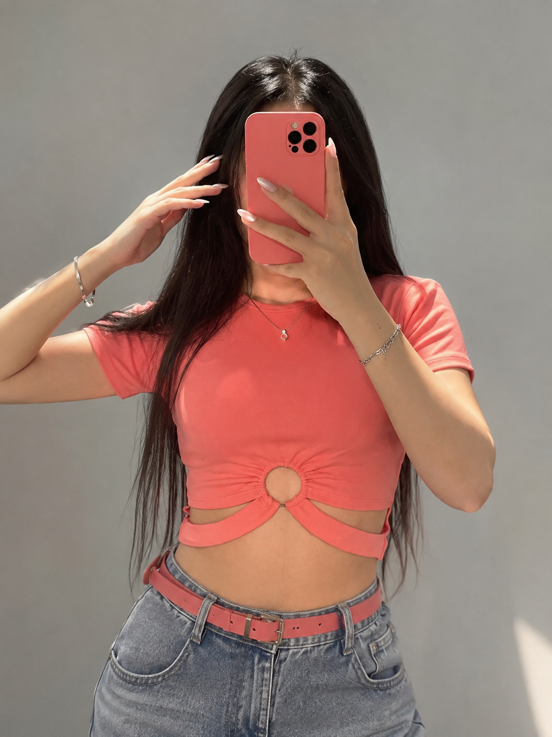 کراپ تیشرت جلو حلقه زنانه کد ۱۰۲۴