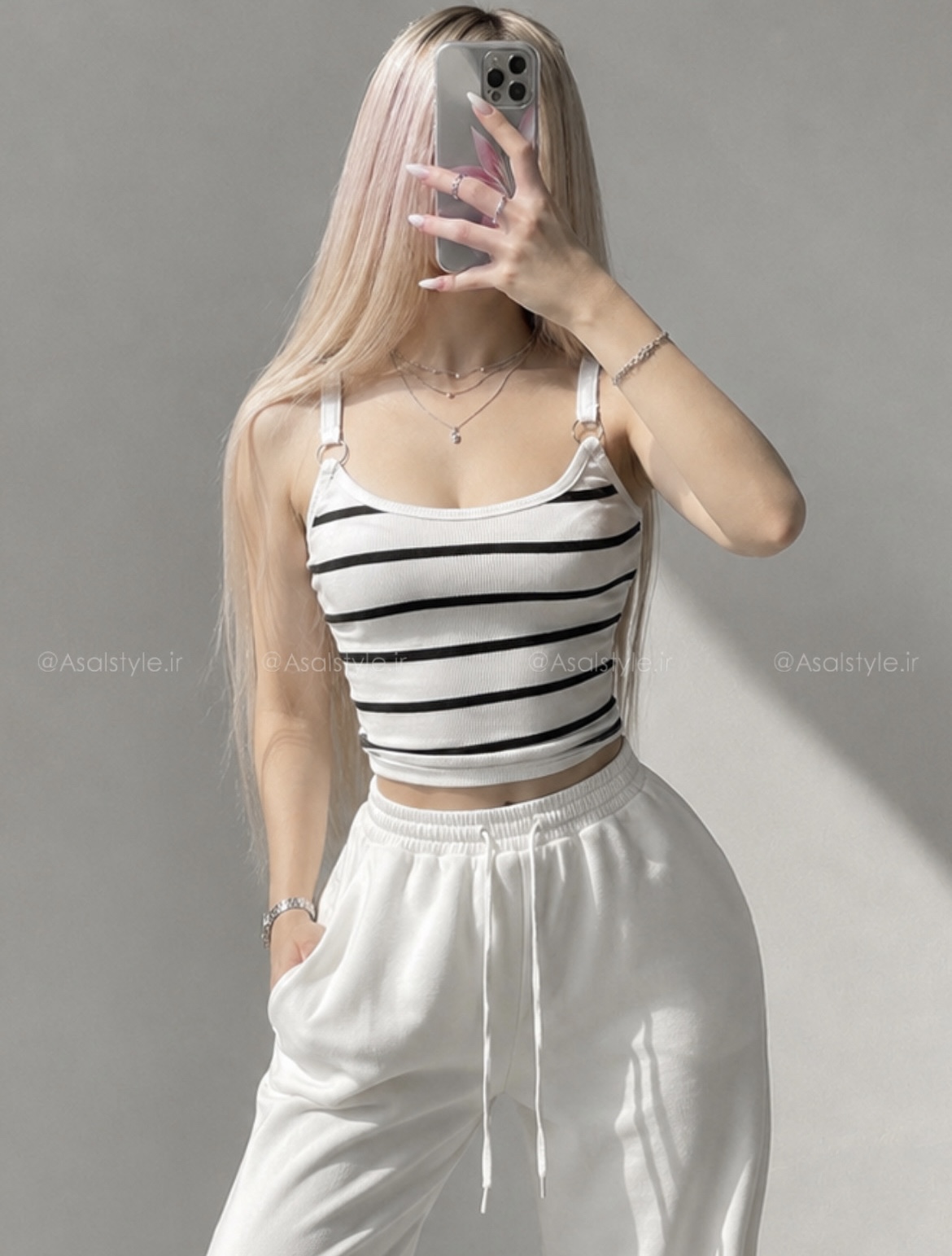 کراپ راه راه بند حلقه دار زنانه کد ۱۰۹۰