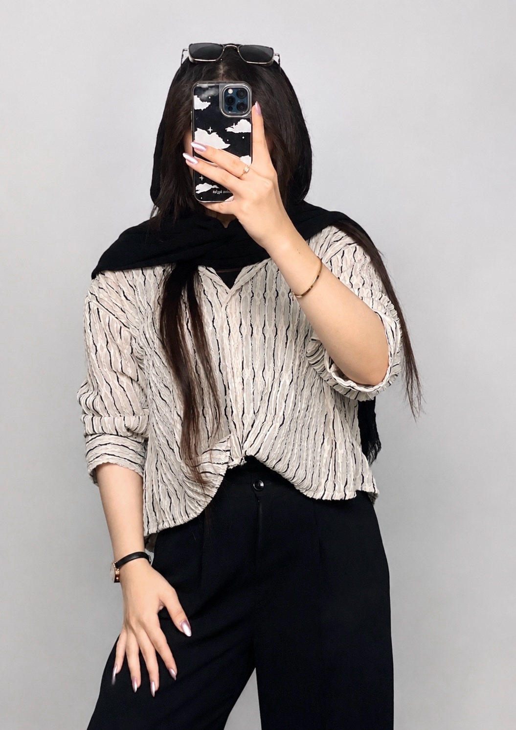 شومیز پیچی راه راه زنانه کد ۱۱۰۲