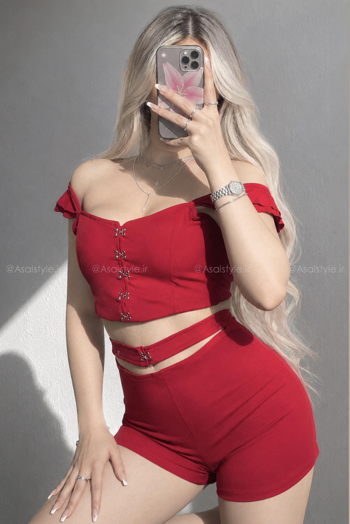 ست کراپ شورتک کرپ قزن دار زنانه کد ۱۱۲۳