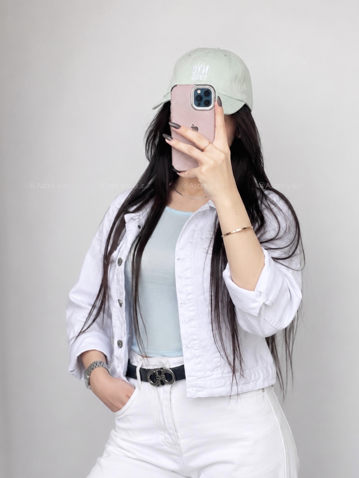 کراپ کت جین سفید زنانه کد ۱۱۳۲