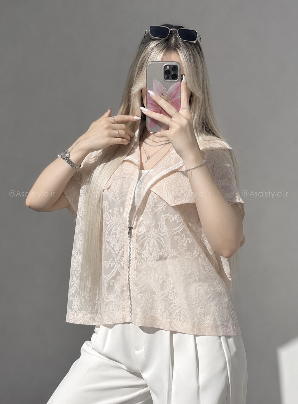 وست شیشه ای زیپدار رز کد ۱۱۳۳