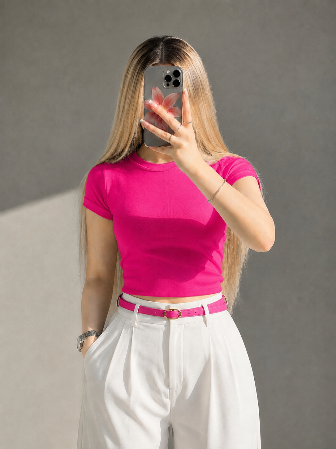 کراپ تیشرت فیت ساده زنانه کد ۱۰۶۴