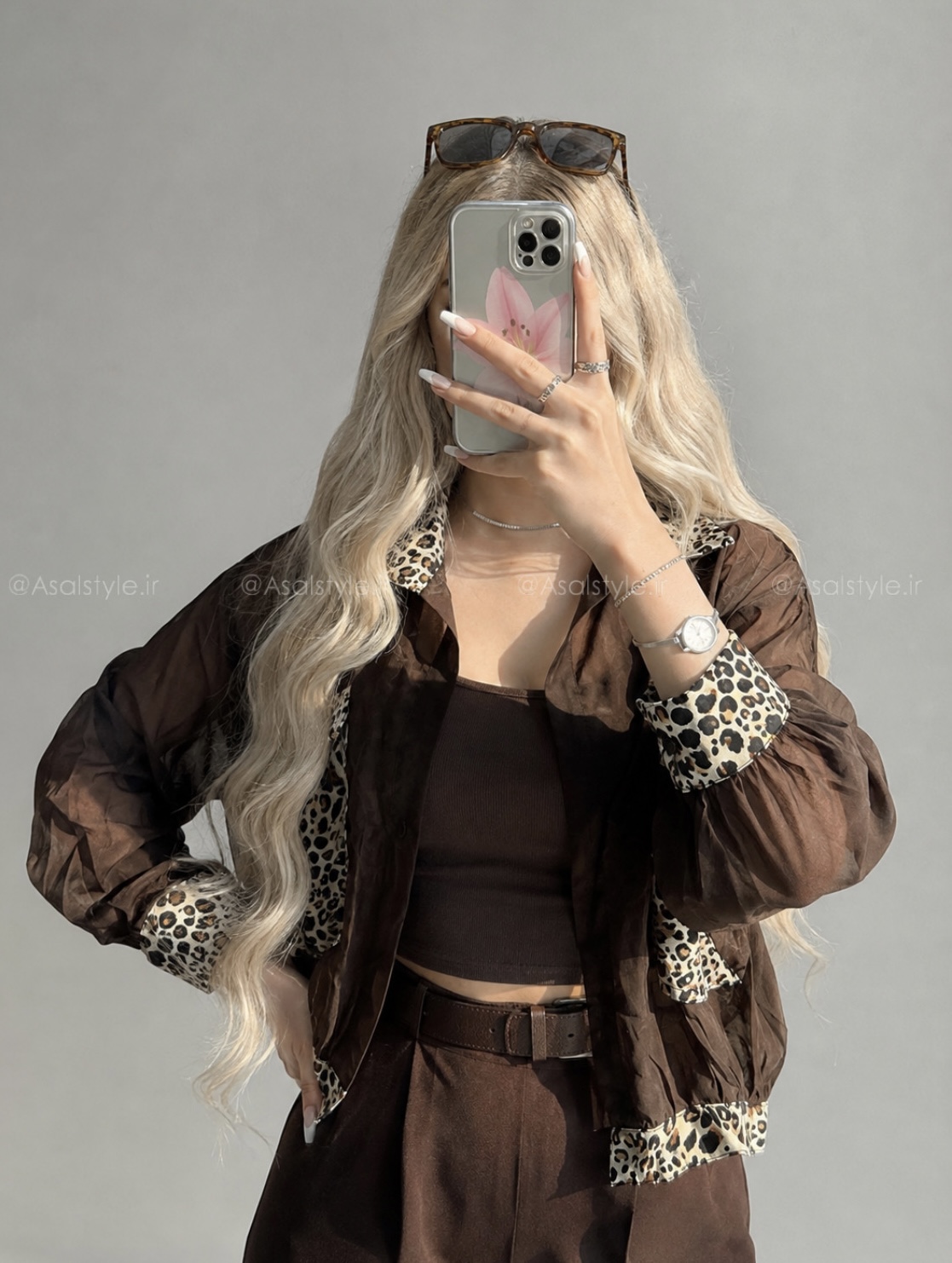 کراپ شیشه ای پلنگی زنانه کد ۱۰۵۰