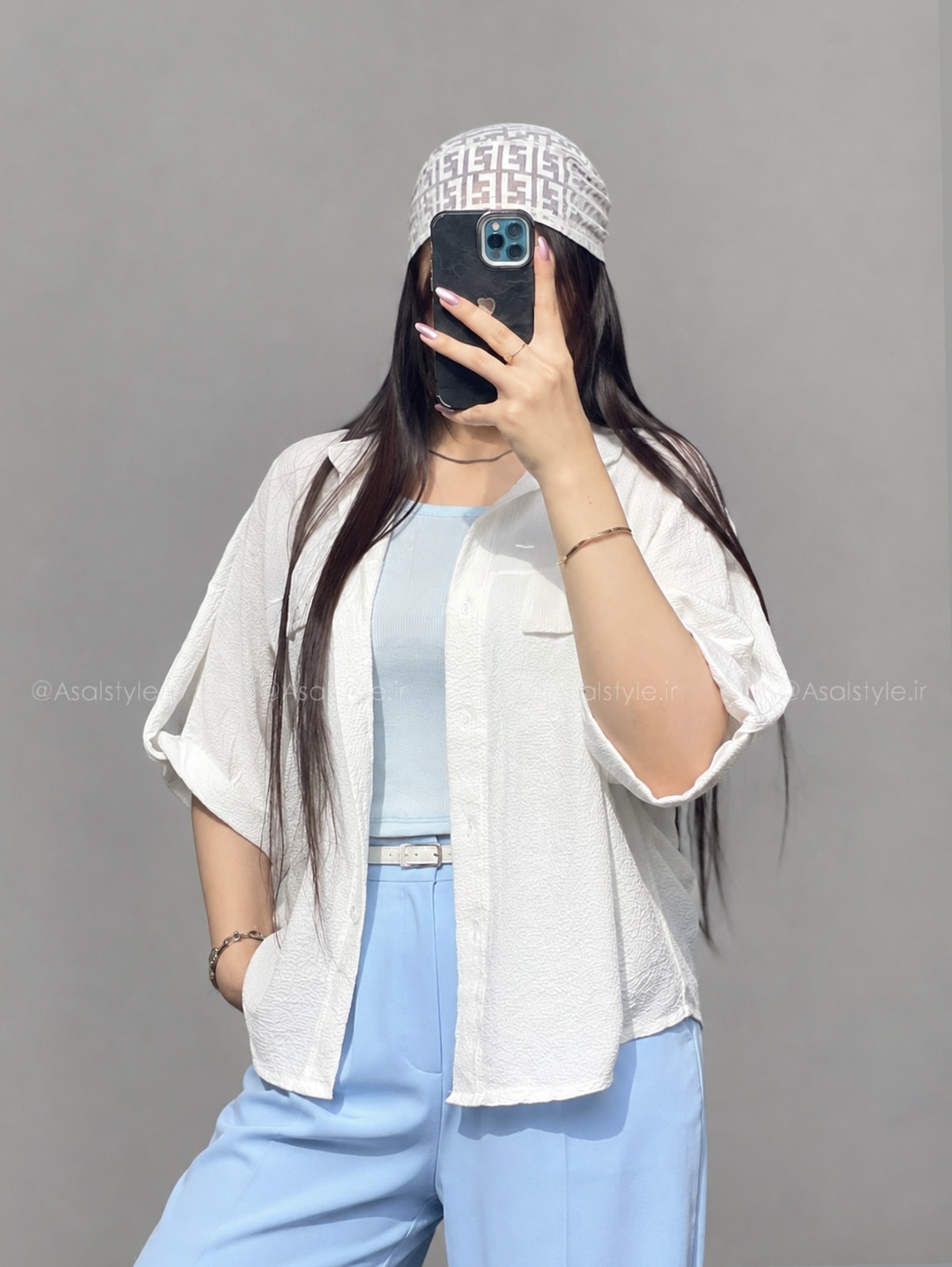 شومیز سفید باکسی کد ۱۰۵۳