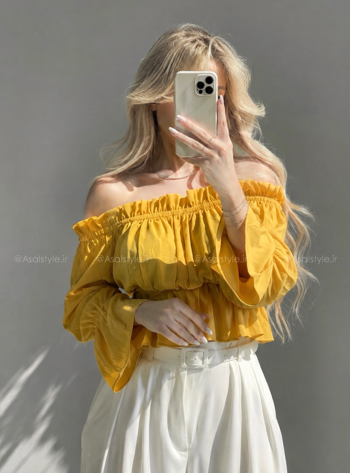 شومیز چیندار یقه قایقی زنانه کد ۱۱۸۳