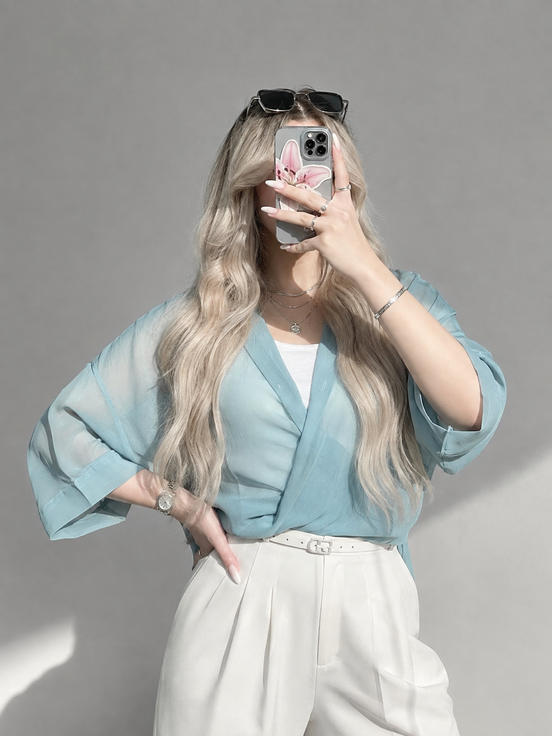 شومیز گره ای شیشه ای زنانه کد ۱۲۴۱