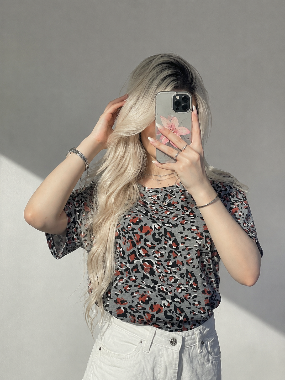 تیشرت پلنگی وارداتی H&M زنانه کد ۱۲۴۸