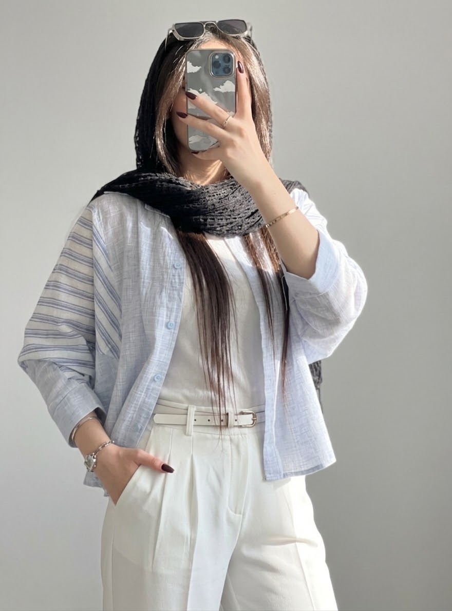 شومیز ترکیبی راه راه زنانه کد ۱۲۵۰