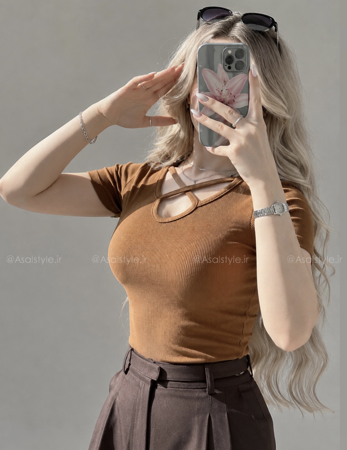 کراپ تیشرت ضربدری زنانه کد ۱۲۷۵