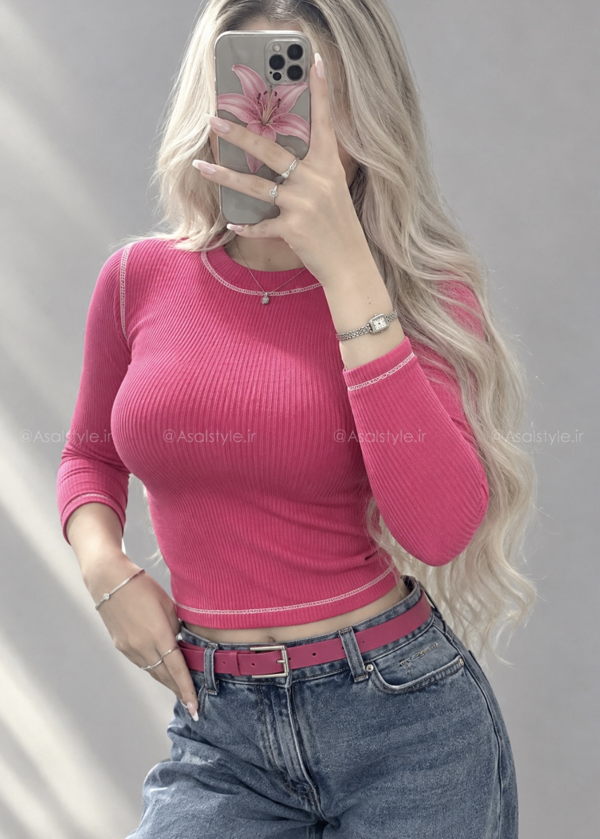 کراپ آستین بلند پاستلی کد ۱۲۸۵