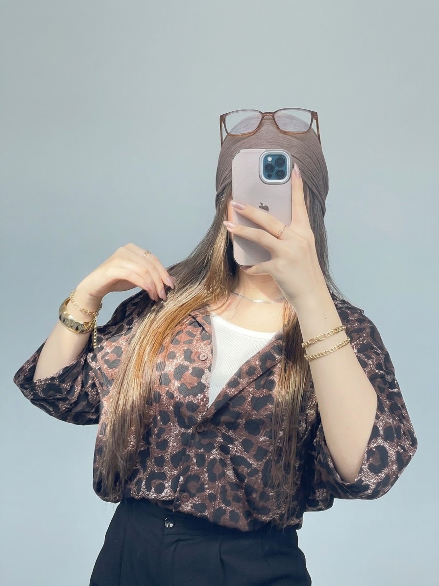 شومیز گره ای پلنگی کد ۱۳۰۱