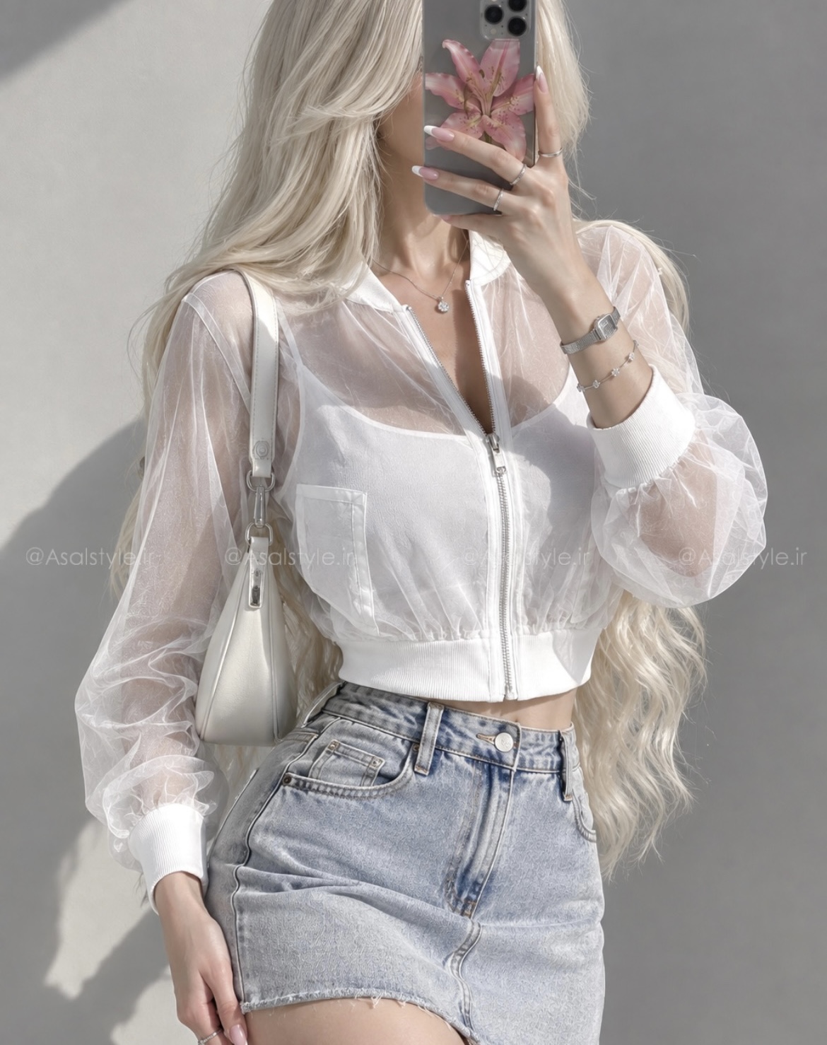 بامبر شیشه ای زنانه سفید کد ۱۳۱۶
