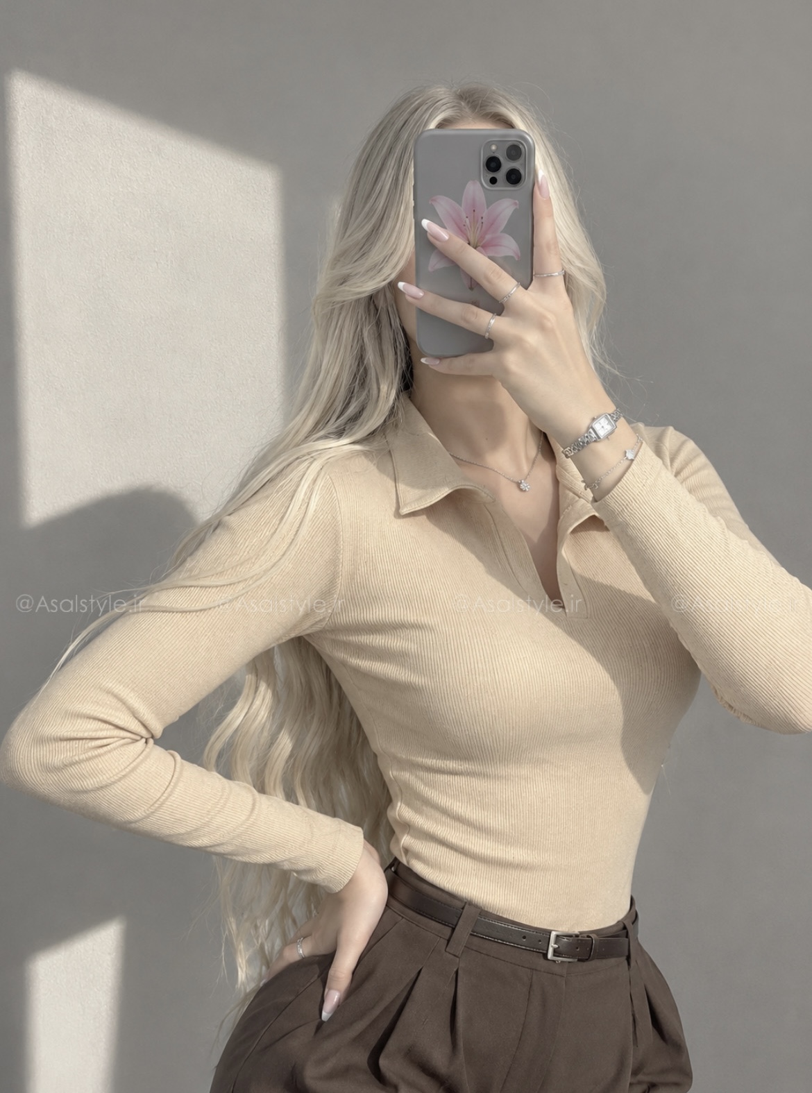 پلوشرت آستین بلند بیسیک کد ۱۳۲۰