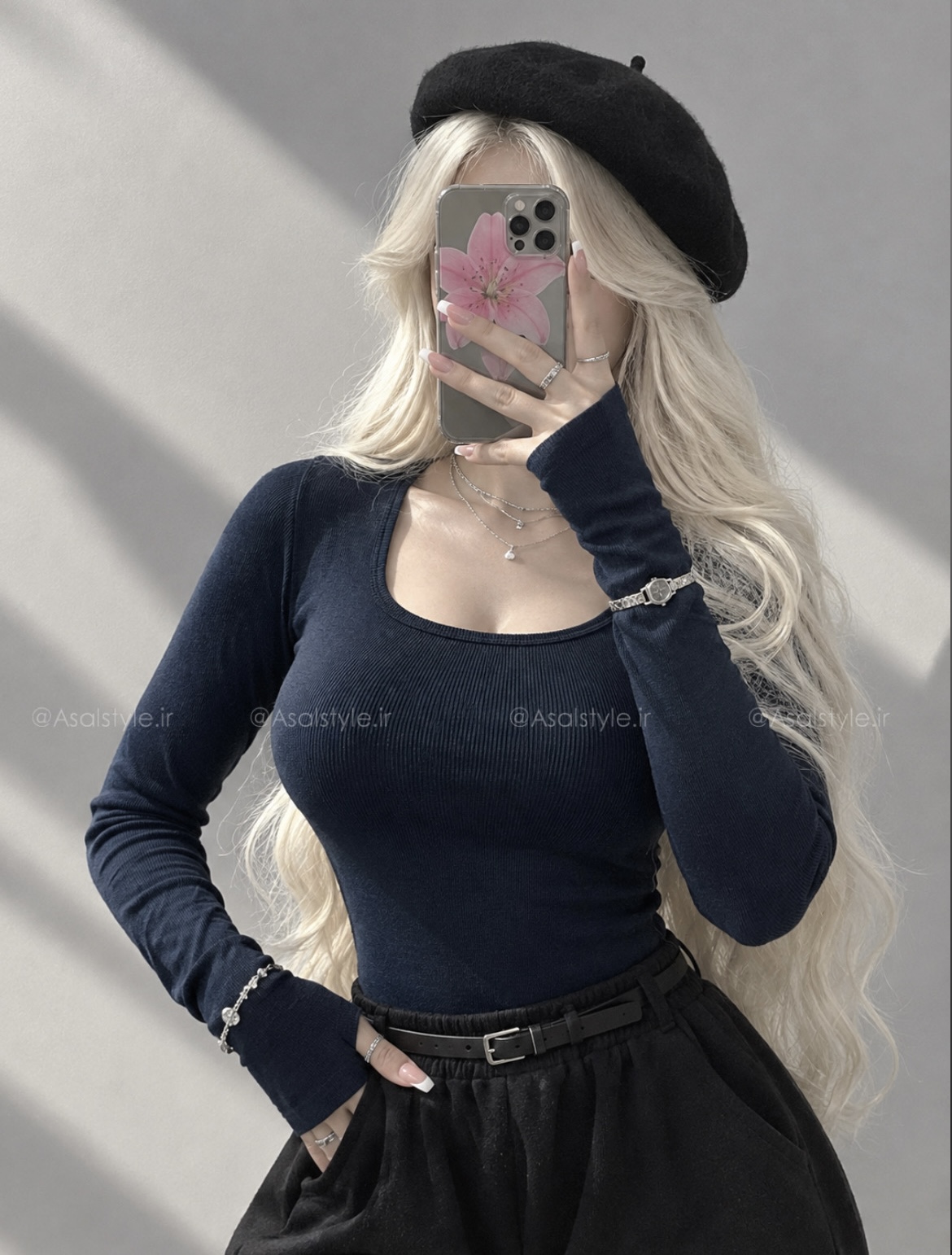 بلوز یقه خشتی فینگری  کد ۱۴۱۰