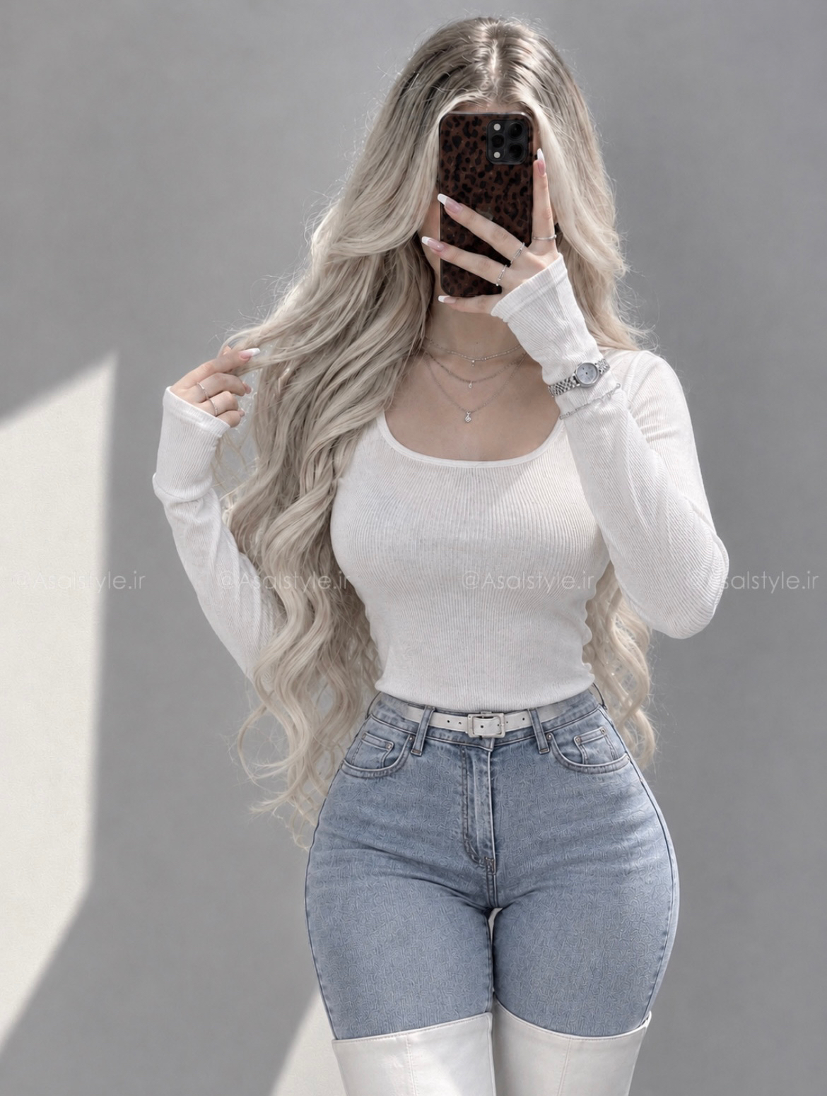 بلوز فینگری یقه خشتی زنانه کد ۱۴۲۰